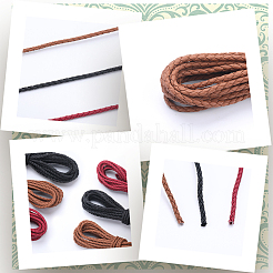3 Bundles 3 Colors  Round Braided PU Imitation Leather Cords&nbsp;LC-GF0001-01