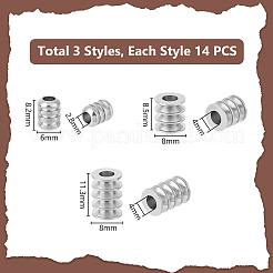 42Pcs 3 Style 303 Stainless Steel Beads&nbsp;STAS-UN0055-45