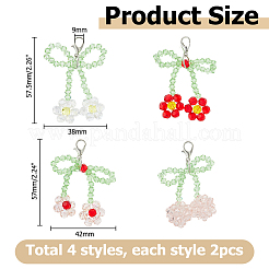 8Pcs 4 Styles Cherry Glass Pendant Decorations&nbsp;HJEW-HS0001-04