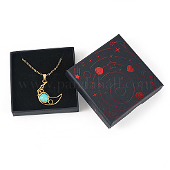 10Pcs Hot Stamping Planet Cardboard Jewelry Packaging Boxes&nbsp;CON-TA0001-44C