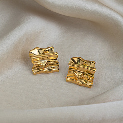 Geometric Wave 304 Stainless Steel Stud Earrings for Women&nbsp;WQ3857-1
