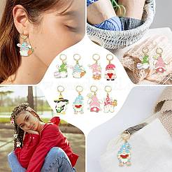 8Pcs Easter Theme Alloy Enamel Pendant Locking Stitch Markers&nbsp;HJEW-FS00101-02