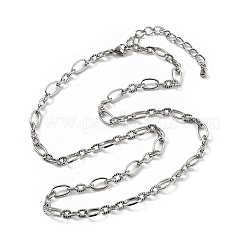5.5MM 304 Stainless Steel Textured Oval Link Chain Necklaces&nbsp;NJEW-T016-12P