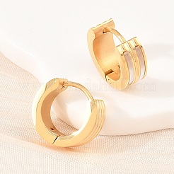 Stripe 304 Stainless Steel Shell Hoop Earrings for Women&nbsp;EJEW-L307-11G