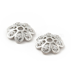 Brass Micro Pave Clear Cubic Zirconia Bead Caps&nbsp;KK-G425-05B-P