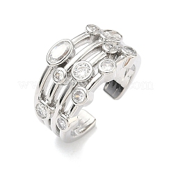 Brass Micro Pave Cubic Zirconia Cuff Open Rings&nbsp;RJEW-C158-02P