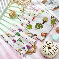 10Pcs 5 Styles Printed Polycotton(Polyester Cotton) Packing Pouches Drawstring Bags&nbsp;ABAG-YW0001-04