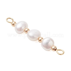 3Pcs Natural Cultured Freshwater Pearl Potato Beaded Connector Charms&nbsp;PALLOY-JF05106