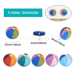 10Pcs 5 Colors Food Grade Eco-Friendly Silicone Beads&nbsp;SIL-CA0002-28