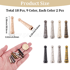 18Pcs 9 Colors Retro Zinc Alloy Cord Ends&nbsp;FIND-CL0002-32