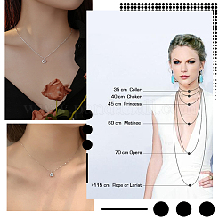 Anti-Tarnish 2Pcs Trendy Unisex Rhodium Plated 925 Sterling Silver Cable Chains Necklaces Set&nbsp;STER-BBC0006-14B