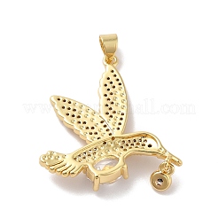 Rack Plating Brass Micro Pave Cubic Zirconia Pendants&nbsp;KK-E281-22G