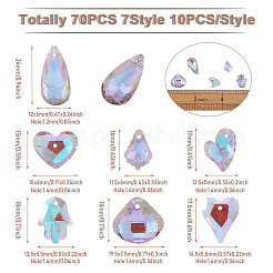 70Pcs 7 Style Electroplate Faceted Glass Pendants&nbsp;EGLA-TA0001-11