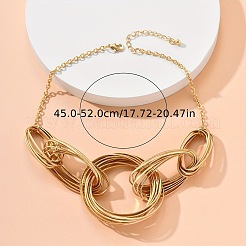 201 Stainless Steel Multi Ring Link Bib Necklaces for Women&nbsp;WG6B734-01