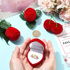 1Pc Valentine's Day Cherry Shaped Velvet Ring Gift Boxes&nbsp;VBOX-YW0001-01