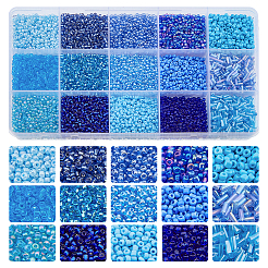 225g 17 Style Glass Seed Glass Bugle & Round Beads&nbsp;SEED-DC0001-02B