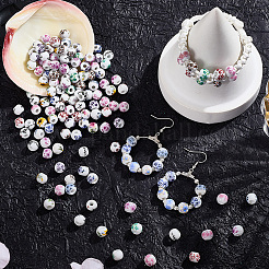 180Pcs Floral Printed Porcelain Beads&nbsp;PORC-LT0001-09