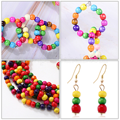 300Pcs Dyed Natural Wood Beads&nbsp;WOOD-PA0001-22
