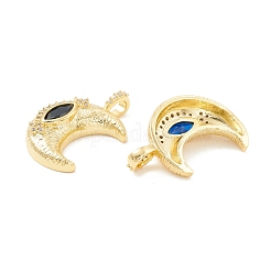 Rack Plating Brass Micro Pave Midnight Blue Cubic Zirconia Pendants&nbsp;KK-D073-10G