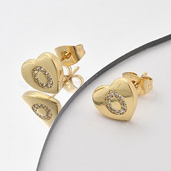 Rack Plating Brass Micro Pave Clear Cubic Zirconia Stud Earrings&nbsp;EJEW-K299-01G-O