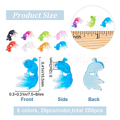 200Pcs 8 Colors 3D Fish Resin Cabochons&nbsp;MRMJ-CP0001-05