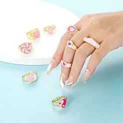9Pcs 9 Style Alloy Enamel Finger Rings&nbsp;RJEW-LS0001-53