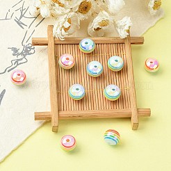 10Pcs Macaron Color Stripe Resin Beads&nbsp;RESI-YW0001-27A