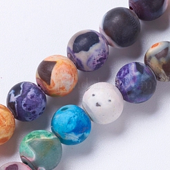 Natural Fire Crackle Agate Bead Strands&nbsp;G-E393-8mm-08G