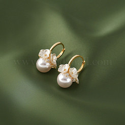 Flower with Round Alloy Crystal Rhinestone Hoop Earrings&nbsp;FS-WG443EB-01