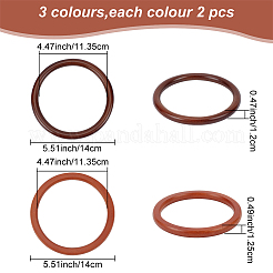 6Pcs 3 Styles Wooden Round Ring Shaped Bag Handles&nbsp;FIND-WR0007-90
