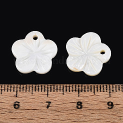 Natural Freshwater Shell Carved Flower Charms&nbsp;SHEL-N038-10