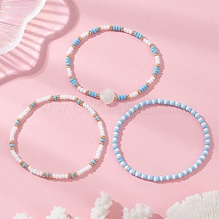 3Pcs 3 Styles Glass Seed Beads Stretch Bracelets for Women&nbsp;BJEW-MZ00345-01