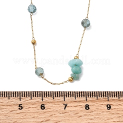 Natural Amazonite Chip 304 Stainless Steel Link Chain Necklaces for Women&nbsp;NJEW-K255-60G