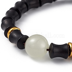 Wood Column Beaded Stretch Bracelet for Women&nbsp;BJEW-H566-11C