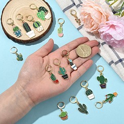 15Pcs Cactus Alloy Enamel Pendant Decorations&nbsp;HJEW-YW00129