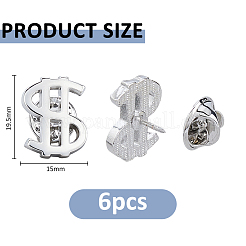 6Pcs Dollar Sign Brass Lapel Pin Backs for Backpack Clothes&nbsp;JEWB-FH0003-06