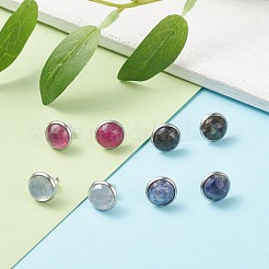 Natural Gemstone Dome/Half Round Stud Earrings for Women&nbsp;EJEW-JE04800