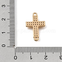 Brass Micro Pave Clear Cubic Zirconia Religion Cross Links Connector Charms&nbsp;CU-K001-01B-G