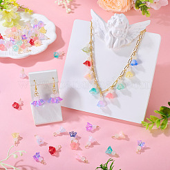 50Pcs Spray Painted Transparent Glass Pendants&nbsp;PALLOY-TA00306
