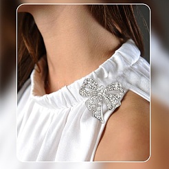 1Pc Bowknot Alloy Rhinestone Lapel Pins for Clothes&nbsp;JEWB-CP0001-43