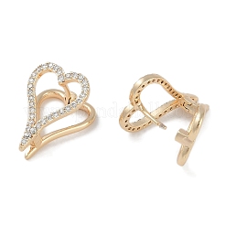 Clear Cubic Zirconia Heart Hoop Earrings&nbsp;EJEW-L292-003G