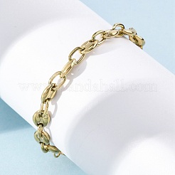 304 Stainless Steel Coffee Bean Chain Bracelets for Men Women&nbsp;BJEW-G725-06G
