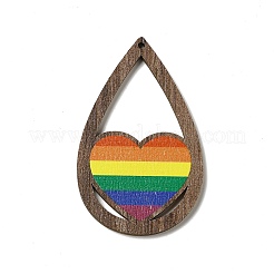 Rainbow/Pride Flag Theme Single Face Printed Aspen Wood Big Pendants&nbsp;WOOD-G014-02B
