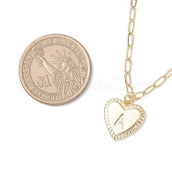 Heart with Letter Brass Pendant Paperclip Chain Necklaces&nbsp;NJEW-JN05379-02