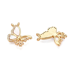 Brass Micro Pave Cubic Zirconia with Shell Pendants&nbsp;KK-T070-36G