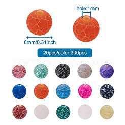 300Pcs 15 Colors Natural Crackle Agate Beads&nbsp;G-TA0001-26