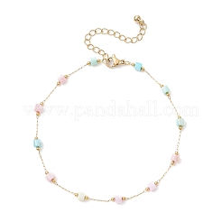 Dyed Disc Natural Shell & 304 Stainless Steel Link Chain Anklets&nbsp;AJEW-AN00728