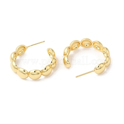 Rack Plating Brass Beaded Round Stud Earrings&nbsp;EJEW-R150-11G