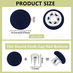 24 Bags Flat Round Cloth Cap Nail Buttons&nbsp;BUTT-BC0001-21B