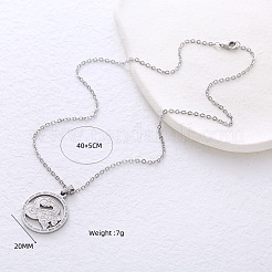 304 Stainless Steel Hollow Coin Pendant Necklaces for Women&nbsp;VV0068